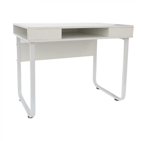 Bureau table ordinateur Tough - table d'appoint - design moderne industriel - métal bois - blanc - VDD World