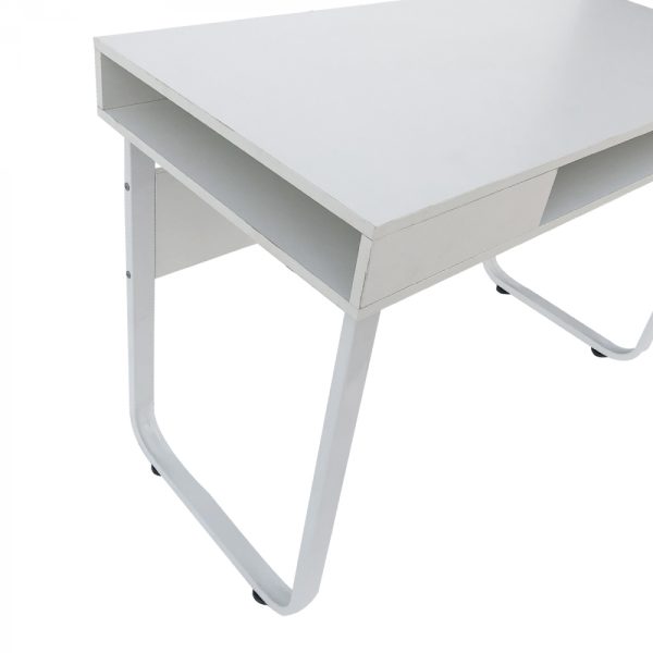 Bureau table ordinateur Tough - table d'appoint - design moderne industriel - métal bois - blanc - VDD World