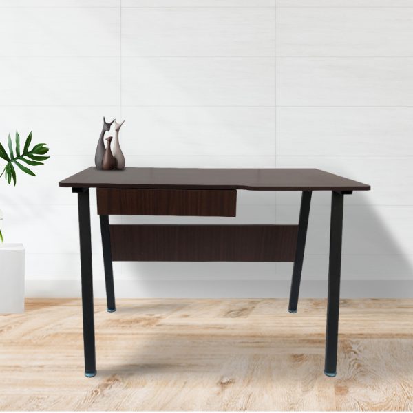 Bureau table d'ordinateur Tough - design vintage industriel - métal noir bois marron - VDD World