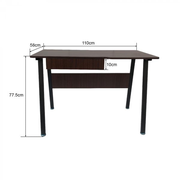 Bureau table d'ordinateur Tough - design vintage industriel - métal noir bois marron - VDD World