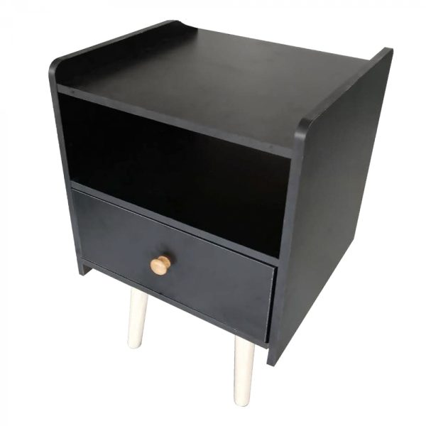 Table de chevet Pukkie - table d'appoint - table salle de séjour - 58 cm de haut - noir - VDD World