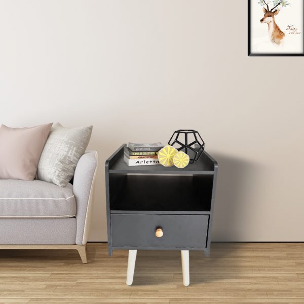 Table de chevet Pukkie - table d'appoint - table salle de séjour - 58 cm de haut - noir - VDD World