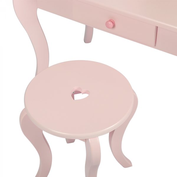 Coiffeuse maquillage table de maquillage coeur design pépinière fille avec tabouret rose - VDD World