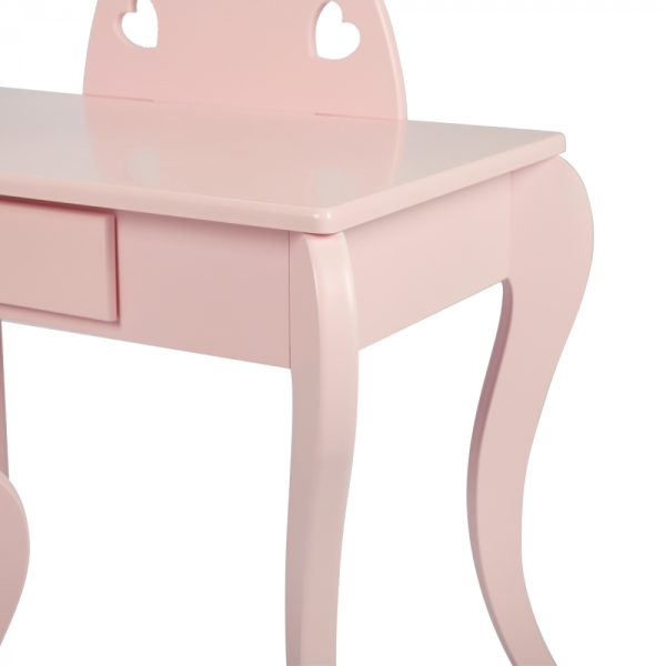 Coiffeuse maquillage table de maquillage coeur design pépinière fille avec tabouret rose - VDD World