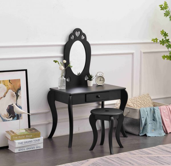 Coiffeuse design coeur - maquillage table de maquillage pépinière fille avec tabouret - VDD World