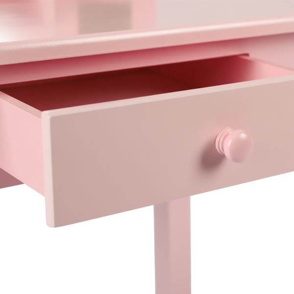 Coiffeuse maquillage table de maquillage princesse fille avec miroir et tabouret rose - VDD World