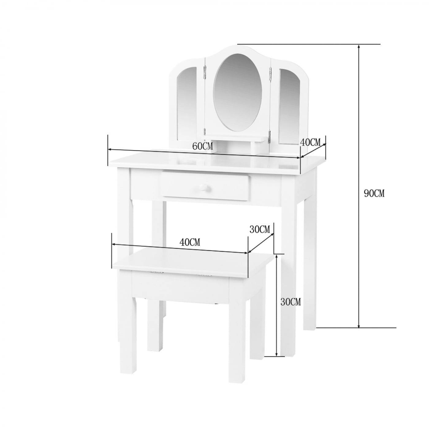 Coiffeuse maquillage maquillage fille table de maquillage chambre d'enfant avec miroirs et tabouret - VDD World Coiffeuse maquillage maquillage fille table de maquillage chambre d'enfant avec miroirs et tabouret - VDD World
