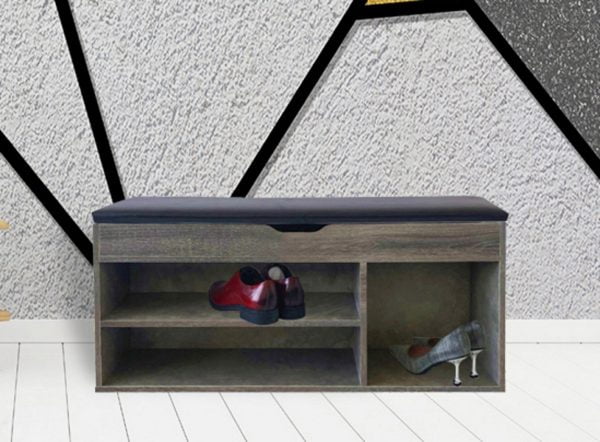 Banc d'entrée de l'armoire à chaussures - étagère à chaussures - avec coussin de siège - VDD World