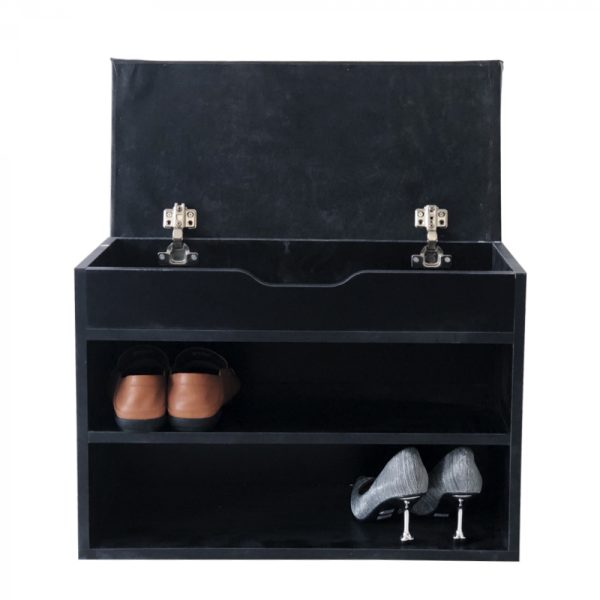 Banc d'entrée avec compartiments à chaussures - étagère à chaussures avec coussin de siège - noir - VDD World