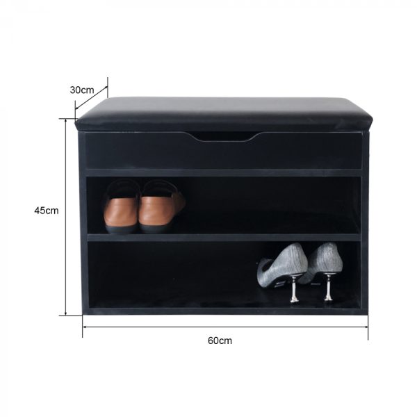 Banc d'entrée avec compartiments à chaussures - étagère à chaussures avec coussin de siège - noir - VDD World