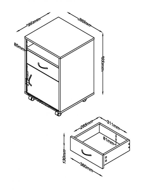 Élément de tiroir - armoire de bureau mobile - VDD World