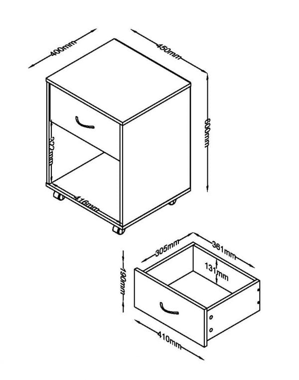 Armoire à tiroirs à roulettes - armoire à tiroirs - armoire de bureau mobile - VDD World