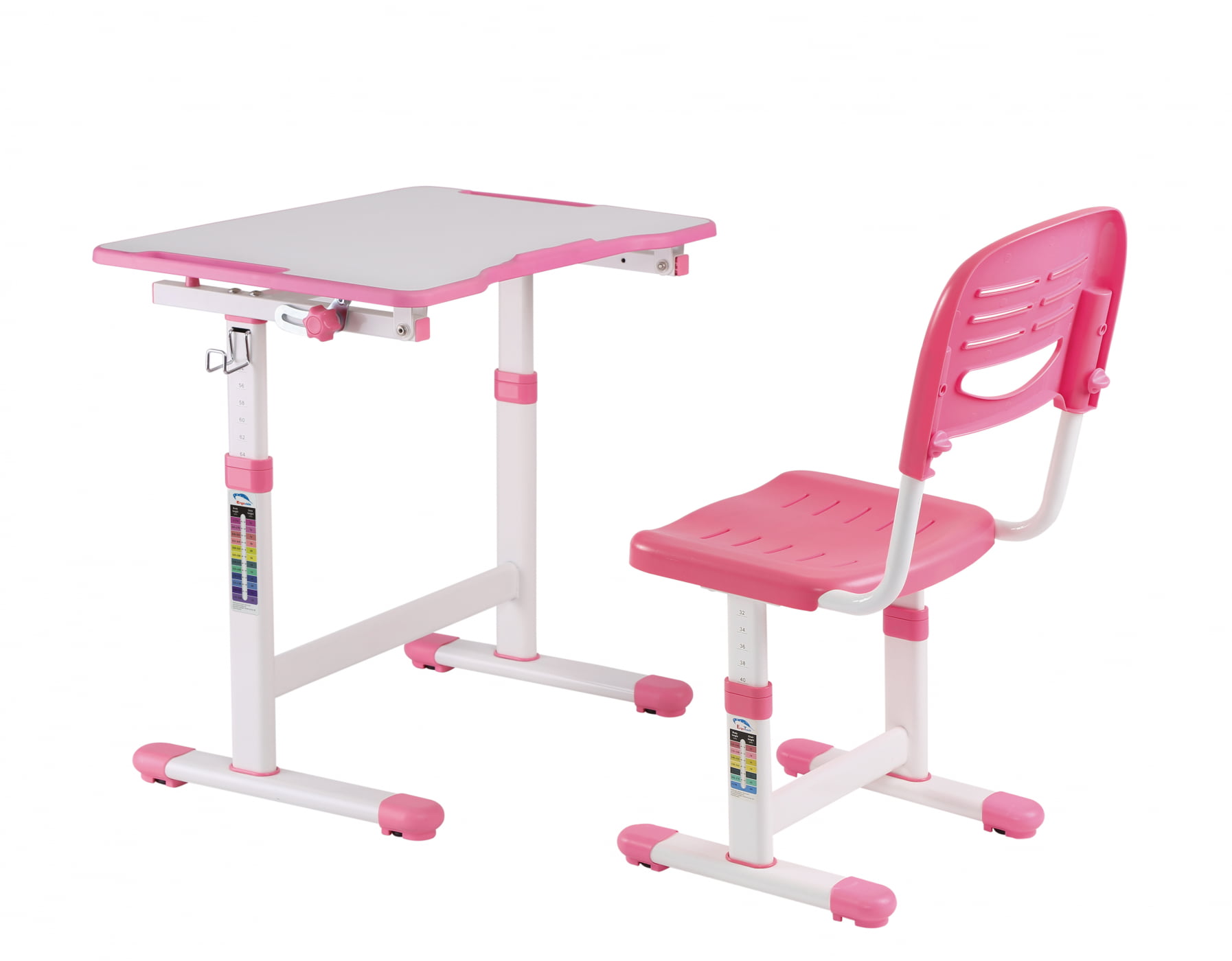 Bureau avec chaise de bureau fille - table à dessin - réglable en hauteur de manière ergonomique - VDD World Bureau avec chaise de bureau fille - table à dessin - réglable en hauteur de manière ergonomique - VDD World