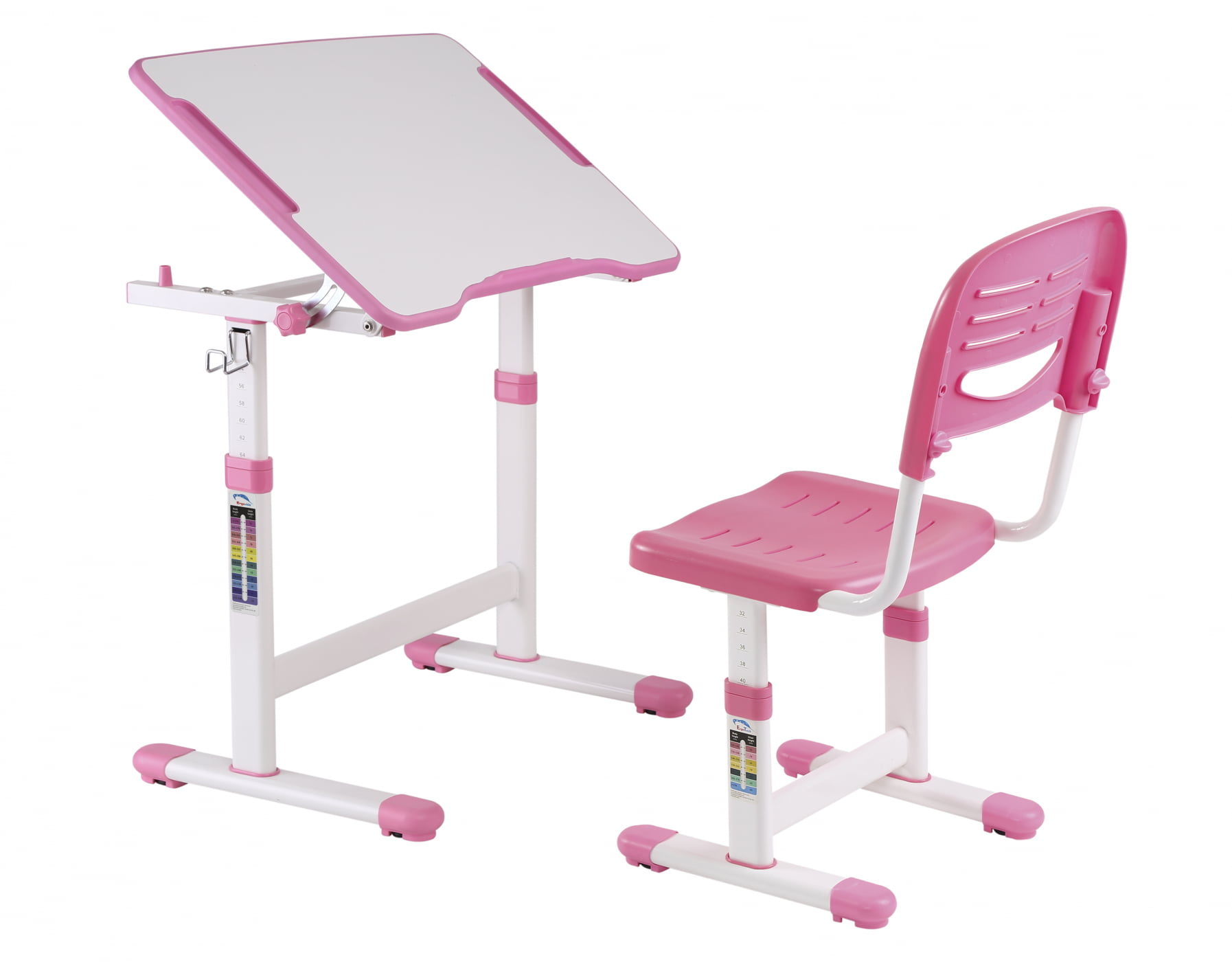 Bureau avec chaise de bureau fille - table à dessin - réglable en hauteur de manière ergonomique - VDD World Bureau avec chaise de bureau fille - table à dessin - réglable en hauteur de manière ergonomique - VDD World