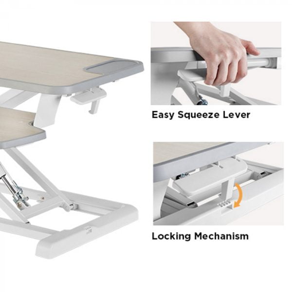 Poste de travail assis-debout sur colonne montante - bureau ergonomique réglable - largeur 80 cm - VDD World