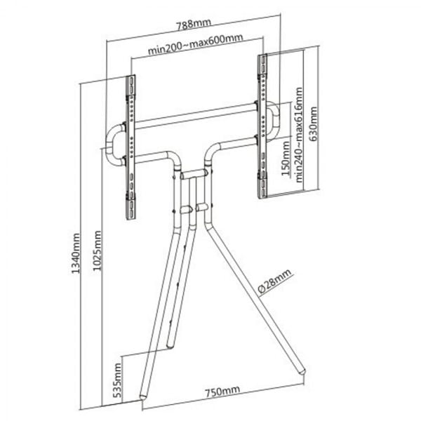 Support pour téléviseur chevalet d'artiste design studio - hauteur 134 cm - jusqu'à 70 pouces - VDD World