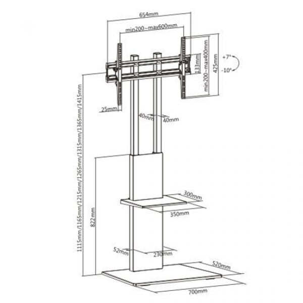 Base de support TV - trépied de écran TV - réglable jusqu'à 142 cm - 37 à 70 pouces - VDD World