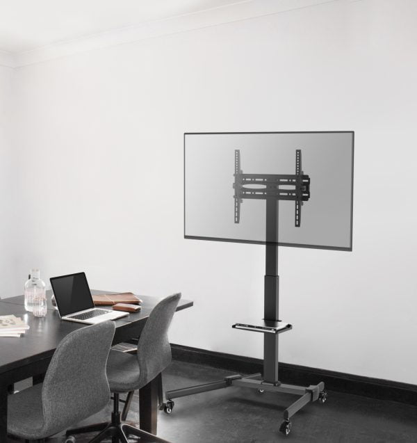 Meuble TV mobile - réglable en hauteur de 116 cm à 151 cm - noir - VDD World