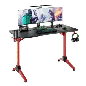 Bureau de jeu Thomas - table d'ordinateur - bureau d'ordinateur - noir rouge