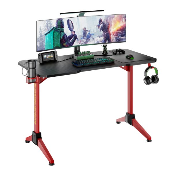 Bureau de jeu Thomas - table d'ordinateur - bureau d'ordinateur - noir rouge - VDD World