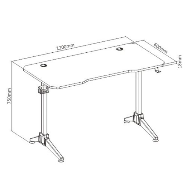 Bureau de jeu Thomas - table d'ordinateur - bureau d'ordinateur - noir rouge - VDD World
