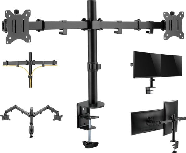 Bras de moniteur gaming 2 écrans - support moniteur - orientable et inclinable - VDD World