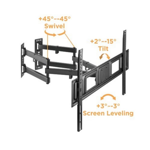 Support TV mural montage en angle ou mur plat - rotatif inclinable - écrans de 32 à 70 pouces - VDD World