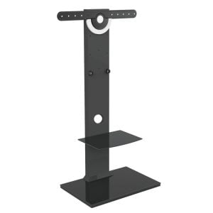 Meuble TV - Pied pour trépied TV - Bois avec verre - Réglable en hauteur jusqu'à 125 cm