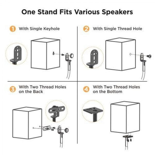 Support d'enceinte universel - support d'enceinte - réglable en hauteur - lot de 2 - VDD World
