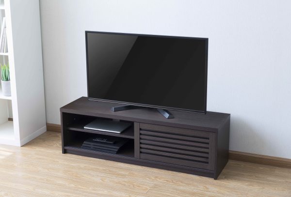 Meuble TV buffet moderne - Meuble TV - portes coulissantes persiennes - 120 cm de large - VDD World