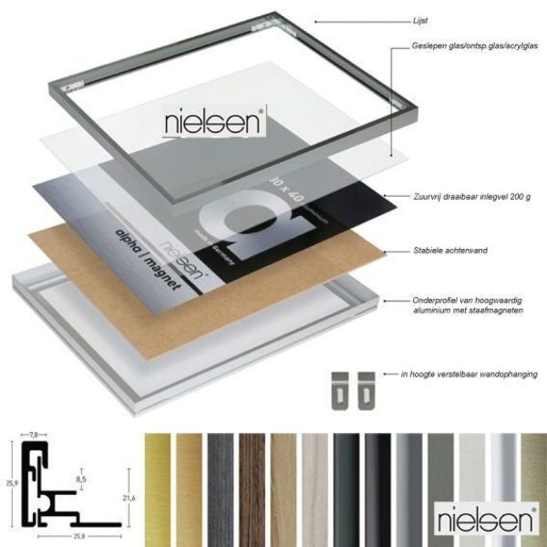 Chargeur frontal interchangeable Nielsen Alpha Magnet aluminium format A4 Whitewash - VDD World