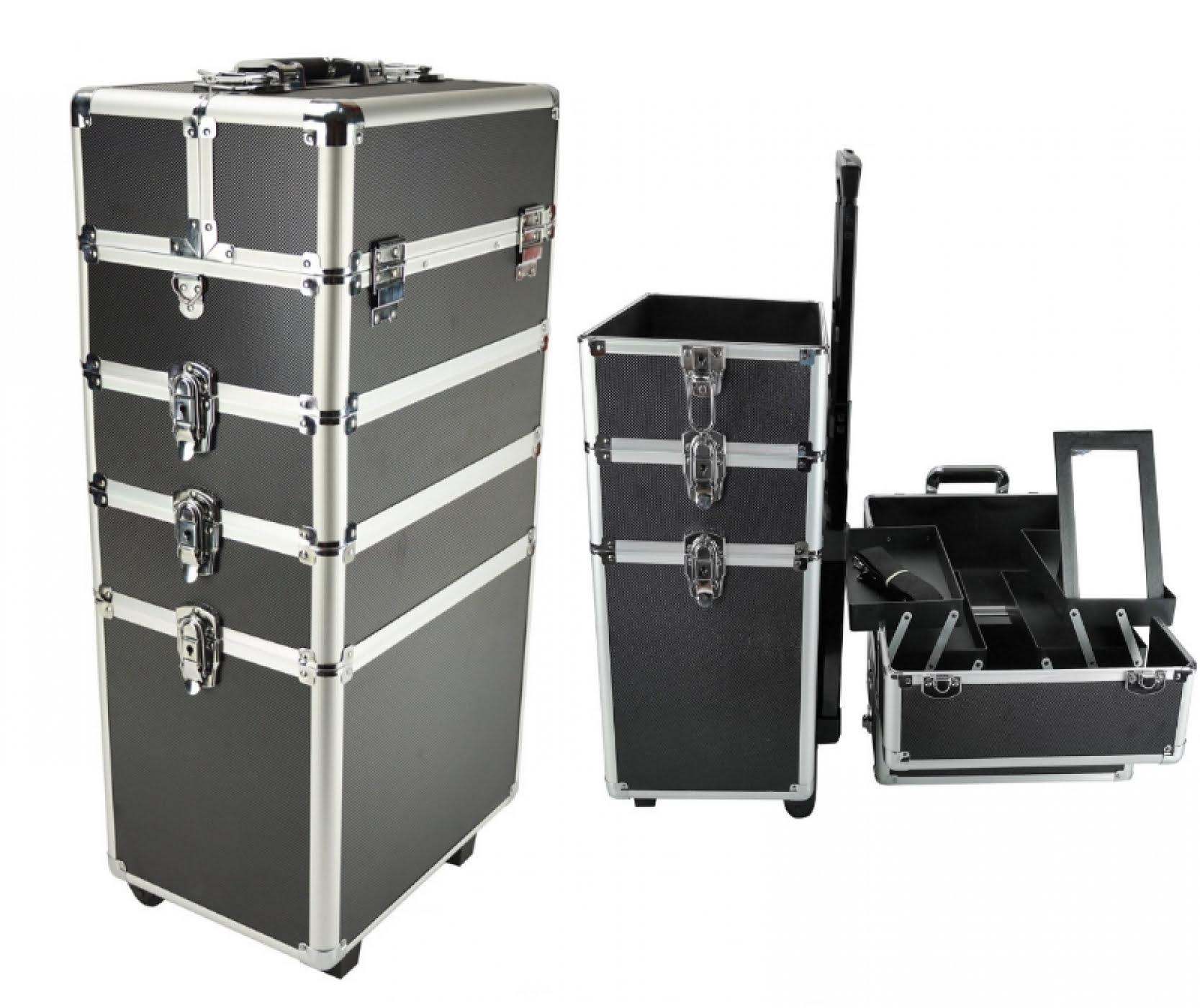 Valise de maquillage - 4 en 1 - Aluminium Noir - VDD World Valise de maquillage - 4 en 1 - Aluminium Noir - VDD World