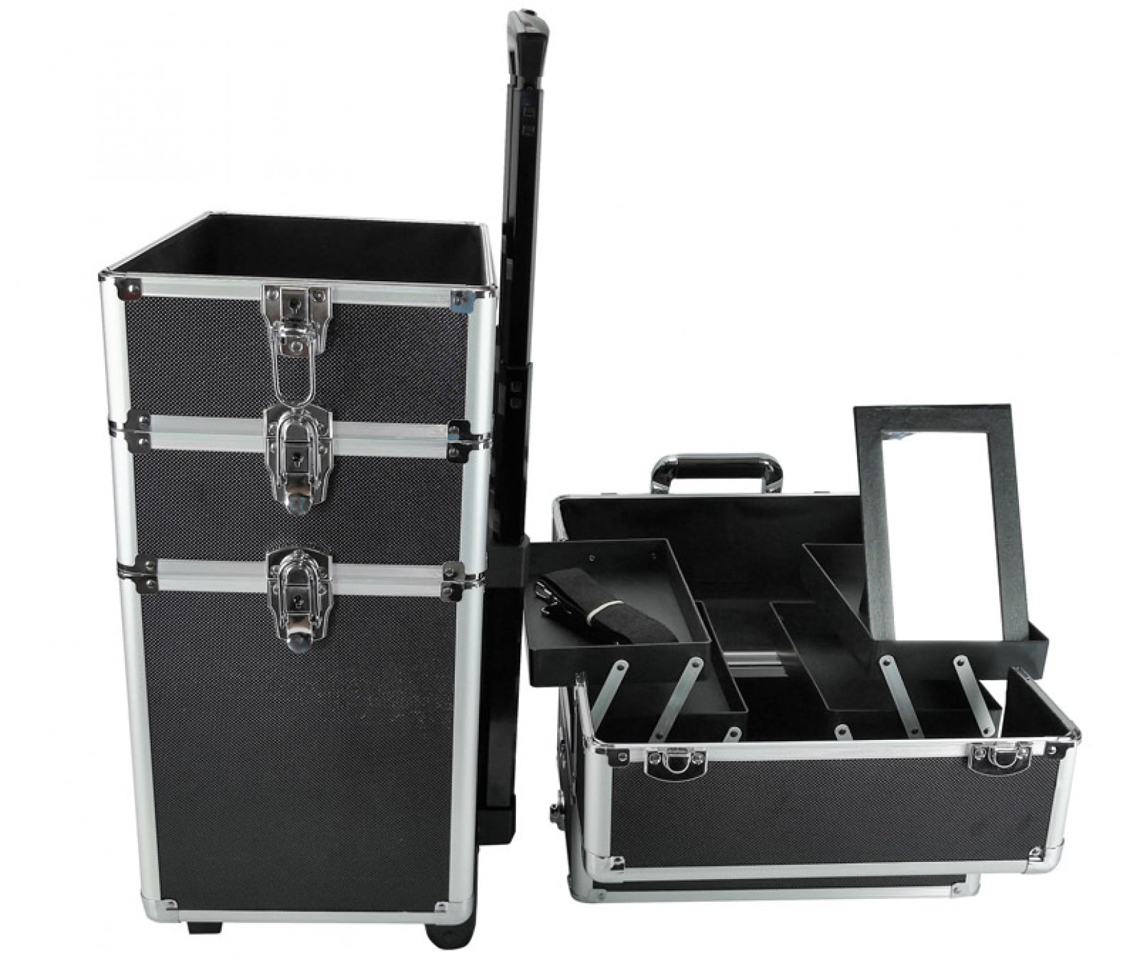 Valise de maquillage - 4 en 1 - Aluminium Noir - VDD World Valise de maquillage - 4 en 1 - Aluminium Noir - VDD World