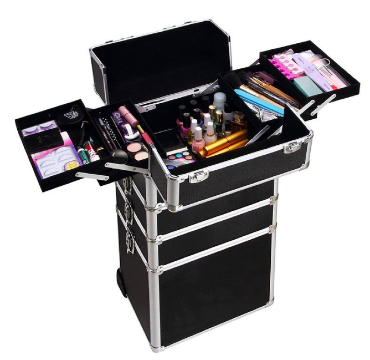 Valise de maquillage - 4 en 1 - Aluminium Noir - VDD World Valise de maquillage - 4 en 1 - Aluminium Noir - VDD World