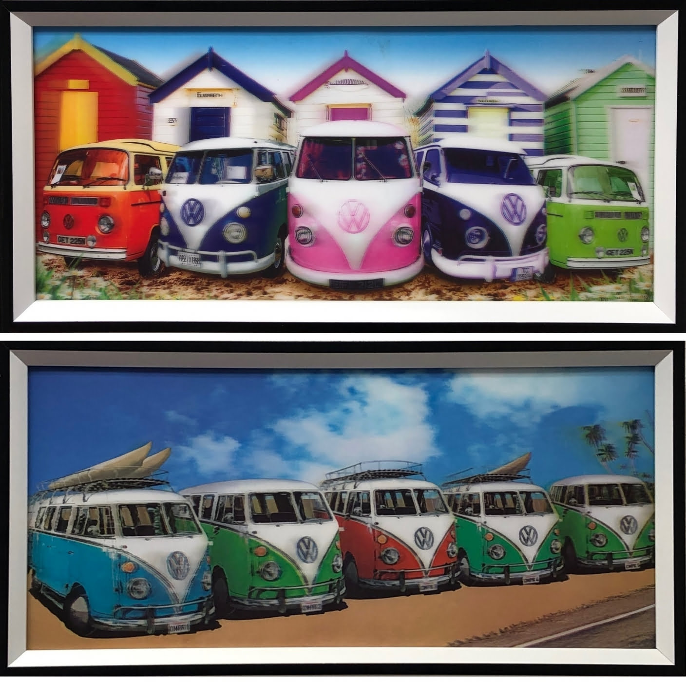 VW volkswagen rétro vintage bus peinture holographique 3D SET de 2 pièces - VDD World VW volkswagen rétro vintage bus peinture holographique 3D SET de 2 pièces - VDD World