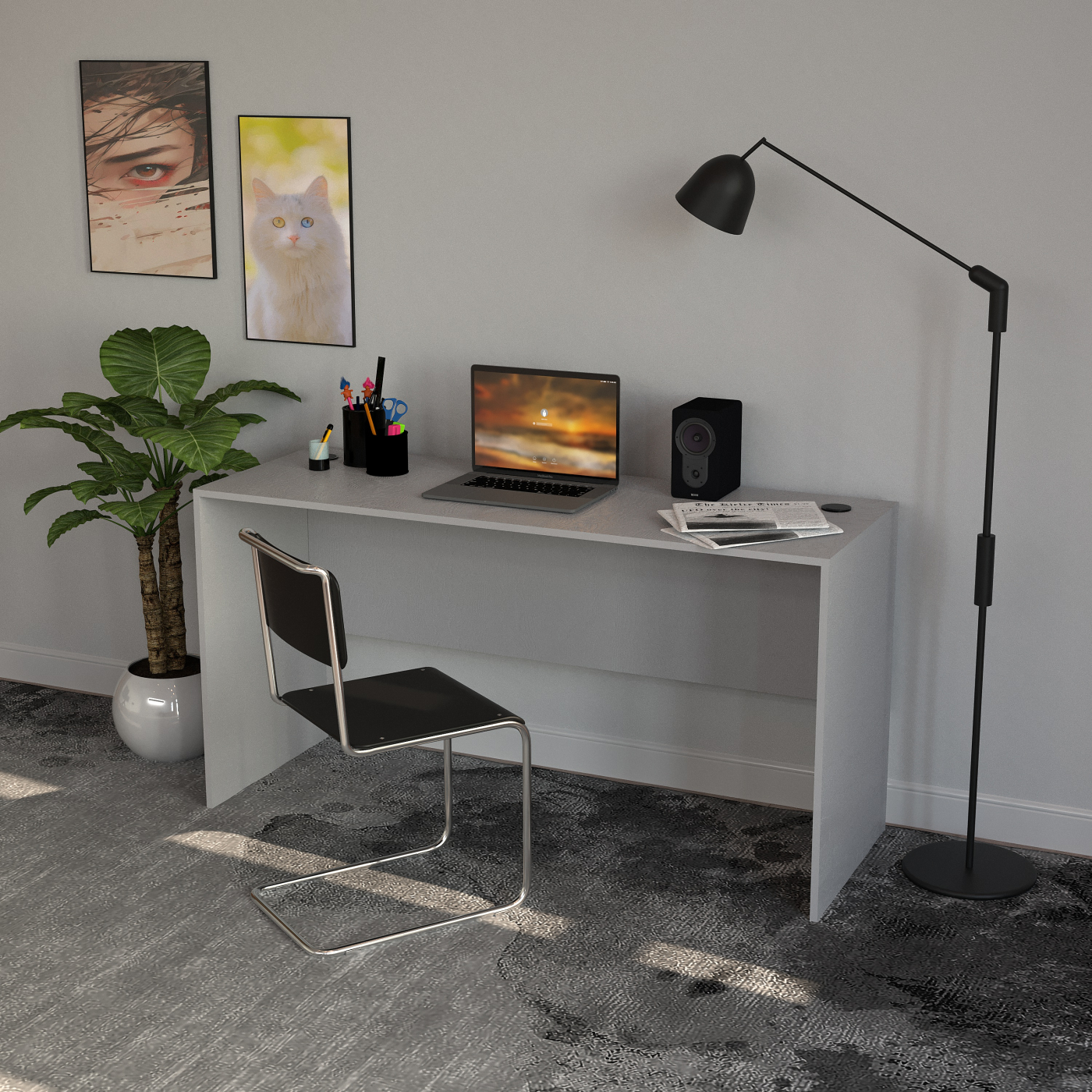 Bureau - table pour ordinateur portable - largeur 140 cm et profondeur 50 cm - VDD World Bureau - table pour ordinateur portable - largeur 140 cm et profondeur 50 cm - VDD World