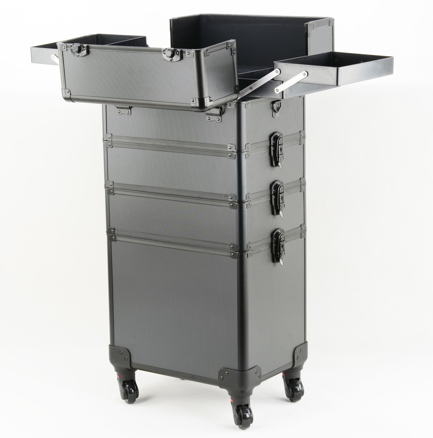Valise maquillage cosmétique chariot de coiffure trousse de beauté 4 en 1 noir - VDD World Valise maquillage cosmétique chariot de coiffure trousse de beauté 4 en 1 noir - VDD World