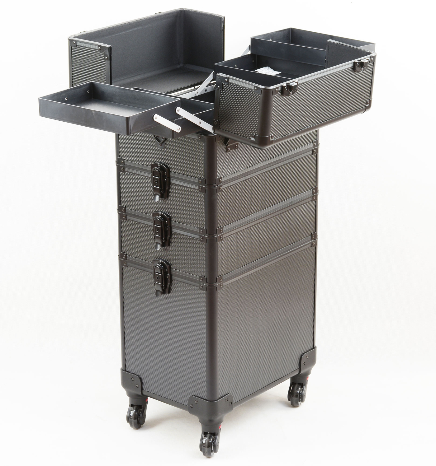 Valise maquillage cosmétique chariot de coiffure trousse de beauté 4 en 1 noir - VDD World Valise maquillage cosmétique chariot de coiffure trousse de beauté 4 en 1 noir - VDD World