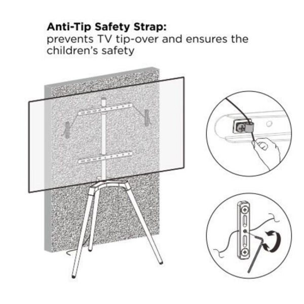 VDD TV Stand - Floor Stand - Studio Tripod - Easel Design - Jusqu'à 65 pouces - Noir - VDD World